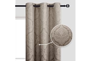 DWCN Blackout Curtains Color Gradient Gradually Changed Decorative Ring Top Eyelet Window Elegance for Bedroom Livingroom Nursery Room 2 Panels,46" Wx72 L Brown