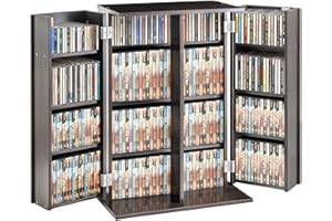 VEVOR Medienaufbewahrungsschrank, DVD Schrank mit Türen und Regalen, CD-Aufbewahrung für bis zu 576 CDs, verstellbares DVD-Regal, Musik, Filme, Videospiele oder Sammlungen - Espresso