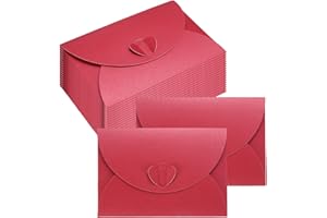 PATIKIL Mini Card Envelopes 105x72mm, 24PCS Cute Envelopes Holder with Heart Clasp for Birthday Weddings Favors Business Greeting Cards, Wine Red