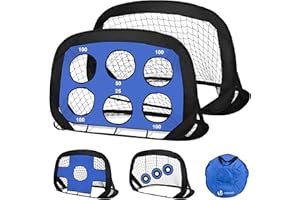 VOUNOT® Lot de 2 Buts de Football Pop Up Enfant Cages Pliables et Portables avec Sac Piquets pour Jardin Parc Entrainement et Jeu