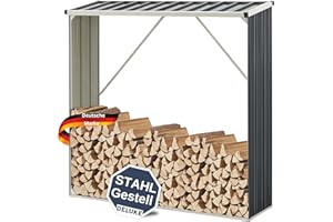 DELUKE® Kaminholzregal Außen FALK - 155x45x157cm Stahl | Holzunterstand für Brennholz außen Metall Unterstand für Kaminholz Brennholzregal Feuerholzregal | Anthrazit