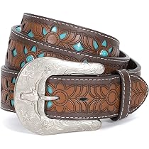 Cintura Donna Da Uomo - Western Cowboy Cowgirl in Pelle Con Novità Personalità Fibbia Animale, Vintage Intagliata Per Jeans, Pantaloni, Abiti,A brown,105CM/41.3