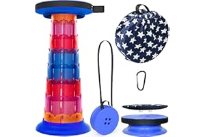 ALEVMOOM Taburete telescópico de 52 cm con cojín, Taburete portátil para Acampar, Capacidad más Resistente de 250 kg, Taburete Plegable retráctil Ligero Ajustable para jardín, Pesca, Senderismo