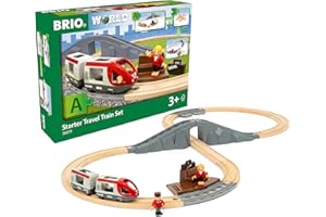 BRIO World Starter Set Travel Toy Train Set for Kids Age 3 Years Up - Wooden Toddler Toys & Games