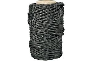 GOPEU Cordón de Poliéster 3mm * 50m. Fabricado en España. Cordon para Aire Libre, Exteriores, Jardín y Bricolaje. Negro
