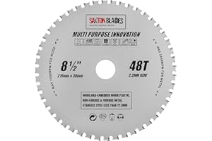 SAXTON BLADES Saxton TCT TCT21648TMPT wielofunkcyjne ostrze do piły tarczowej 216 mm x 48 zębów Drewno i metal Kompatybilne z Bosch, Dewalt, Ryobi, Makita, itp