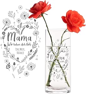 Casa Vivente Runde Blumenvase Mit Gravur Fur Mama Wir Haben Dich Lieb Personalisiert Mit Namen Glasvase Fur Schnittblumen Deko Vase Zum Muttertag Amazon De