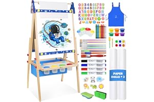 Joyooss Easel Kids Easel for Toddlers, Kids' Easels Double Sided Toddler Easel Art Easel for Childrens Easel, Drawing Easel for Kids Dry Erase Kids Whiteboard (Blue)