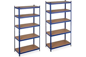 Relaxdays 10034157 Scaffale in Metallo, capacità Fino a 875 kg, 180x90x45 cm ca, Scaffalatura ad Alta Portata da 5 Ripiani, Blu