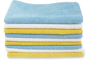 Amazon Basics chiffon de nettoyage Microfibres Lavables et Réutilisables, Lot de 12, Multi, 30.5 cm x 40.5 cm