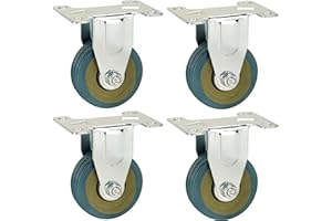 50mm Non Marking Grey Hard Rubber Castors - Fixed Plate Fitting - Heavy Duty Casters Wheels by Bulldog Castors - Max 100Kg Per Set