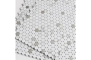 M MOFIT Kleine Fliesen Küche Wandfliesen Selbstklebend,Round Fliesenaufkleber Metallfliesen Klebefliesen Bad（Weiß,10 StüCk)