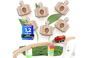 10 Stück Adapter Stein KUMETIC Basis-Stein in Holzoptik passend für Brio & Duplo - Holzeisenbahn + Klemmbaustein - Made in Germany (Erweiterungs-Set)