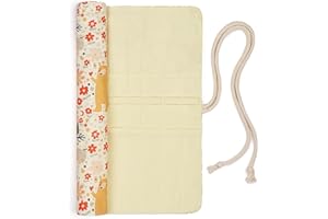 Coopay Estuche vacío para agujas de tejer, rollo de agujas de tejer, soporte para agujas de tejer o ganchos de ganchillo tunecinos, organizador de agujas de tejer con 20 ranuras, lienzo