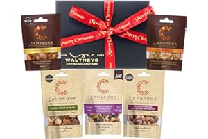 Merry Christmas Hamper Luxury Nuts Snacks Gift Set | Truffle Nuts | Chocolate Cranberries | Almonds | Caramelised Cashews | Sesame Peanuts | Food Gifts for Men Women Him Her by WALTNEYS (Red/Black)