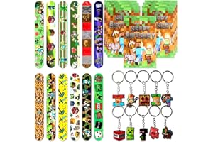 Jeu Vidéo Anniversaire Fête Faveurs, 32Pcs Faveurs d'anniversaire pour Enfants, Bracelets Slap + Sacs Cadeaux + Porte-clés en Caoutchouc, Jeu Vidéo Party Favors, Anniversaire Jeu Vidéo Party Favor