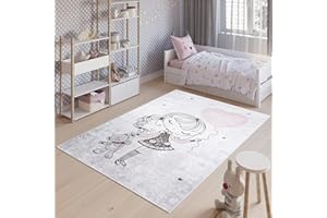 TAPISO Emma Tapis de Chambre Enfant Bébé Ado Jeu Design Moderne Gris Clair Rose Noir Fille Ours en Peluche Coeurs Poil Court Doux Lisse Fin Léger Antidérapant Lavable 120 x 170 cm