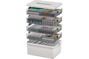 CITYLIFEHOUSE Citylife 5-Layer Medicine Storage Box, Medication Storage Box with Handle, Household Medical Organiser Portable Emergency First Aid Container for Home Cabinet Office Travel Car School