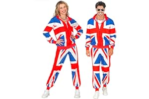 W WIDMANN MILANO Party Fashion - kostium dresowy, Wielka Brytania, strój z lat 80-tych, strój do biegania, flaga Wielkiej Brytanii