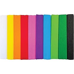 Papier Crépon Ignifugé Clairefontaine - Lot 10 Rouleaux 5cmx10m, 8 Couleurs | Loisirs Créatifs