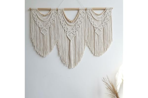Hibisaws 110 x 82 cm Macramé Tapisserie Murale Bohème, Grande, Tissée à la Main, Décoration Murale pour Chambre, Balcon et Cadeau