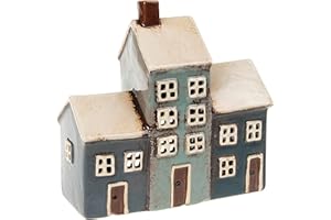 SHUDEHILL GIFTWARE Village Pottery Grey/Navy 3 House Tealight