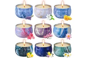 Set Regalo di Candele Profumate, OFUN 9 Pezzi Candele Portatile con Cera di Soia, Regalo Donna Anniversario, Compleanno, Festa della Mamma, Bagno, Yoga, Decorazione, Matrimonio, Rilassare Il Corpo