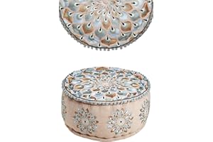 MARRAKESCH Puf redondo de algodón azet – 2 – 50 cm de diámetro redondo con relleno | Cojín de suelo cojín oriental | Puff puff taburete reposapiés bordado como decoración oriental