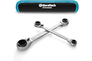 DURATECH Zestaw dwustronnych kluczy grzechotkowych 4 w 1, 2-częściowy, metryczny, 8, 10, 12, 13 i 14, 15, 17, 19 mm, z torbą na rolkę