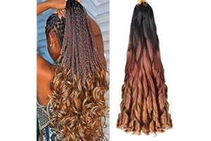 Alaleibaby 22 inch French Curly Braiding Hair 8 Pack Loose Wavy Spiral Curl Braids Crochet Hair Deep Wave Synthetic Extensions Pre Stretched Bouncy Braiding Hair (22 inch, 1B/33/30)