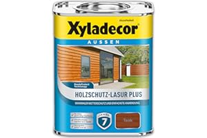 Xyladecor Holzschutz-Lasur Plus, Maximaler Wetterschutz und einfachste Anwendung, Teak, 4 l