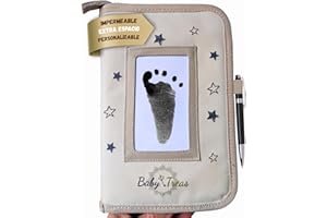 BABYTREAS Portadocumentos bebé | Carpeta documentos bebé impermeable, personalizable, soporte bolígrafo y bolsillo transparente | Ideal para embarazo, hospital y viajes | Regalo perfecto para padres primerizos