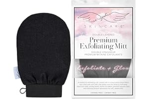 Seraphic Skincare Double-Layered Korean Exfoliating Mitt for Deep Exfoliation – Viscose Fiber Exfoliating Glove to Achieve Smooth, Glowing Skin – Self Tan Remover and Applicator for Even, Perfect Tan