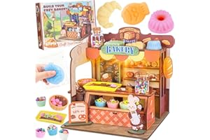 Ltteaoy DIY Miniatur Haus Bastelset für Kinder,Basteln mädchen 6-12 jahre mit LED Squishy selber machen Set Silikon und Modelliermasse,Geschenke mädchen 6/8/10/12 jahre