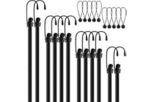 WUGU 12er-Set Spanngummi mit Haken, in 4 Längen, Wasserdicht Planenspanner mit Stark Spanngurte, Elastische Gepäckspanner, Expander mit Haken für Ladesicherungen(30cm 45cm 60cm100cm)