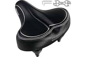 Bikeroo Oversized Bike Seat - Peloton Compatible Cushioned Seat for Men & Women - Exercise, Road, and Stationary Bikes