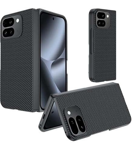 ZQYFCDZ Hoesje voor Google Pixel 9 Pro Fold - Bescherming voor scharnier en camera, geïntegreerde schermbeschermer, alles-in-één standaard, stylus-sleuf, vingerafdrukbestendig PC-materiaal – Zwart