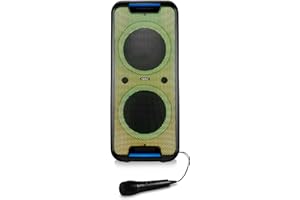 MEDION PX-1 Plus Partybox (Akku, mit Mikrofon, tragbarer Bluetooth Lautsprecher groß, Musikbox, Verschiedene Lichteffekte, Partylautsprecher mit Karaoke, 2 x Mikrofonanschluss, AUX, USB)