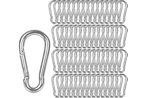 FWEEK 60 Pack M6 Spring Snap Hook Carabiner,Heavy Duty Carabiner Clip D Ring Locking Carabiners for Outdoor Camping, Swing, Hammock, Hiking, Sliver (500Lbs Capacity)