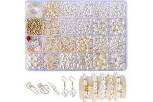 BOMULEZG Perlas Blancas Para Hacer Pulseras Cuentas De Perlas De Imitación Perlas Con Agujeros Abalorios Perlas Blancas Para Pulseras Para Hacer Joyas, Pulseras, Collares, Manualidades, Fabricación De Joyas