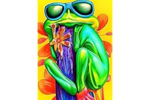 Ginfonr 5D Diamond Painting Kits Sunglasses FrogFull Drill by Number Kits, Tree Frog DIY Paint with Diamonds Art Cute Rhinestone Craft Decor for Home (12x16inch) ai-3