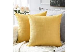 Artscope 2 Pezzi Federe Cuscini in Lino Minimalista Copricuscino Colorato per la Decorazione Domestica Soggiorno Camera da Letto Divano 45x45cm, Giallo