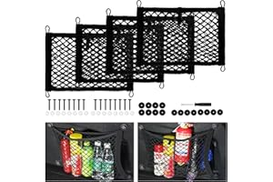 ELICNA 4pcs Red Maletero,Malla Red Elastica Maletero Coche Red Techo Furgoneta Camper Red Almacenamiento Furgoneta Red de Bolso Coche Net Malla Vehículo Gran Capacidad Pocket（Más Ancho y Grueso）