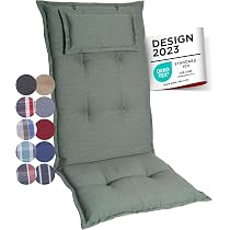 Gardisun Gartenstuhlauflage Hochlehner 2er Set – Taupe, 6,5 Cm Dick, Oeko-Tex, Mit Kordeln, Für Außenbereich