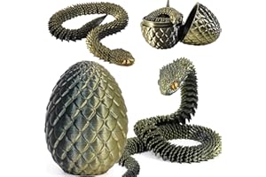Joycabin 3D Printed Animals, 3D Printed Snake Fidget Toy, Easter 3D Printed Dragon Egg Snake Eggs, Fidget Mini Animals Toy Articular Mobility Toys for Adults and Kids Autism/ADHD (Black Copper)