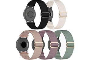 CUNUJIX 5 Stück 18mm Elastisch Nylon Armband Ersatz für Garmin Venu 3S/Venu 2S/ Vivoactive 4S/Vivomove 3S Armband, Dehnbare Loop Gewebe Ersatzband für Garmin Forerunner 255S/265S Damen Herren
