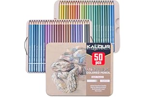 EIDEVO Kolorowe ołówki, ołówki do rysowania dla dorosłych i dzieci z metalowym pudełkiem, 50 unikalnych kolorów do kolorowanki dla dorosłych, idealny do kolorowania, mandale kolorowanki dla dorosłych, materiał szkolny