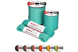 Brotree 4mm Paracord 550 7 Hebras Cuerda de Nylon 30M Tipo III Cuerda de Paracaídas para Supervivencia, Al Aire Libre, Bricolaje - 250kg Carga de Rotura (Turquesa)