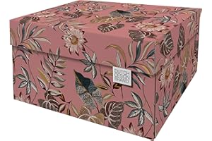 Dutch Design Brand Boîte de rangement avec couvercle – Boîtes de rangement – Carton recyclable certifié FSC (dimensions : 38,9 x 31,8 x 21,1 cm) (jardin floral)
