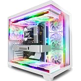 MUSETEX Y6 PC Case, with 7 Pre-Installed Infinity Mirror PWM ARGB Fans, Mid-Tower ATX Computer Case, Type-C Gaming PC Case, 2